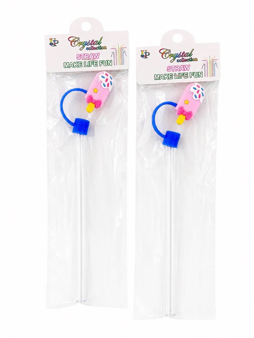 TWO KAWAII STYLE CUTE POPSICLE REUSABLE STRAWS